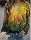 billige Hoodies &amp; Sweatshirts-Dame Hattetrøje Sweatshirt bluse Trykt mønster Basale Afslappet Gul Grafisk Blomstret 3D Daglig Langærmet Rund hals