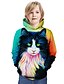 preiswerte Jungen T-Shirts &amp; Hemden-Kinder Jungen Kapuzenpullover Langarm Regenbogen Katze Bedruckt Katze Grafik 3D Tier Aktiv