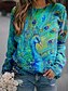 preiswerte Kapuzenpullis &amp; Sweatshirts-Damen Grafik 3D Tier Pullover Sweatshirt Bedruckt 3D-Druck Täglich Grundlegend Alltag Kapuzenpullover Sweatshirts Grün