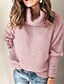 cheap Sweaters-Women&#039;s Pullover Plain Solid Color Knitted Cotton Basic Long Sleeve Sweater Cardigans Fall Winter Turtleneck Light Yellow Purple collar Blue