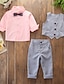 cheap Boys&#039; Clothing Sets-Kids Toddler Boys&#039; Suit Vest Clothing Set Long Sleeve 4 Pieces Pink Tie Knot Striped Solid Colored School Formal Prom Cotton Regular Basic 2-6 Years