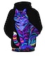 preiswerte Kapuzenpullover &amp; Sweatshirts für Mädchen-Kinder Mädchen Kapuzenpullover Langarm Schwarz 3D-Druck Katze Bedruckt Katze Grafik 3D Tier Aktiv