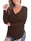 cheap Plus Size Tops-loose plus size v neck shirt for women long sleeve blouse tops&amp;amp; #40;navy,2xl&amp;amp; #41;