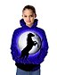billige Hettegensere og gensere til jenter-Barn Jente Hettegenser og sweatshirt Hest Langermet Grafisk 3D Dyr Trykt mønster Blå Barn Topper Aktiv
