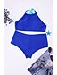cheap Bikini-Women&#039;s Swimwear Bikini Normal Swimsuit Solid Color Tie Knot Open Back Blue Scoop Neck Bathing Suits Classic Sweet New / Sports / Padded Bras
