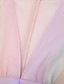 abordables Vestidos Mini-Mujer Vestido de Columpio Mini vestido corto Arco Iris Manga Larga Arco iris Escote en V Profunda caliente S M L XL
