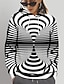 cheap Hoodies &amp; Sweatshirts-Women&#039;s Pullover Hoodie Sweatshirt Pullover Active Casual Print Black Striped 3D Daily Sports Hooded Long Sleeve Without Lining Micro-elastic Fall &amp; Winter