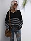 baratos Tops &amp; Blouses-litb básico suéter listrado feminino de mangas compridas tops largos ombro cor contraste tricô