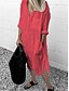 cheap Elegant Dresses-Women&#039;s Midi Dress Shirt Dress Blue White Gray Red Yellow Long Sleeve Split Pocket Patchwork Solid Color Shirt Collar Fall Spring Casual 2021 Loose S M L XL XXL 3XL 4XL 5XL