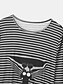 abordables T-shirts-Mujer Camiseta A Rayas Gato Estampados Manga Larga Botón Estampado Escote Redondo Tops Básico Top básico Combo Gris Oscuro Gris-plata Negro