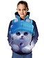 billige Hættetrøjer og sweatshirts til piger-Børn Pige Hættetrøje og sweatshirt Langærmet Kat Grafisk 3D Dyr Trykt mønster Navyblå Børn Toppe Aktiv Skole