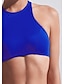 baratos Bikini-Mulheres Roupa de Banho Biquíni Normal roupa de banho Côr Sólida Nó de gravata Sem costas Azul Decote em U Fatos de banho Clássico Doce novo / Esportes / Com Bojo