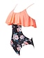 cheap One-Pieces-Women&#039;s Swimwear One Piece Monokini Swimsuit Floral Stripe Racerback Open Back Print Pink Strap Padded Bathing Suits Cute Sweet New / Tattoo / Padded Bras / Slim