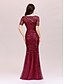 preiswerte Maxi-Kleider-Damen Maxikleid Trompeten- / Meerjungfrauenkleid Blau Weiß Schwarz Pudriges Rosa Silber Gold Staubiges Blau Rote Marineblau Kurzarm Bestickt Bedruckt Rundhalsausschnitt Frühling Sommer Party Party