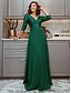 cheap Prom Dresses-Women&#039;s Maxi long Dress Chiffon Dress Emerald Green Dress Green White Wine Navy Blue 3/4 Length Sleeve Sequins Pure Color Fall Spring Party Elegant Formal 2022 Loose S M L XL XXL 3XL 4XL 5XL 6XL 7XL