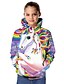 baratos Moletons Para Meninas-hoodie arco-íris de unicórnio para meninas&amp;amp; moletom manga longa cavalo gráfico 3d animal print crianças tops ativos