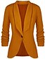 economico Giacche da Donna-blazer da donna con maniche increspate a 3/4 giacca cardigan da ufficio leggera davanti aperta giacca slim fit nera