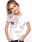 abordables T-shirts et chemisiers pour filles-Fille 3D Animal Chat T-shirt Tee-shirts Manche Courte 3D effet Le style mignon basique Polyester Enfants