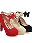 cheap Pumps &amp; Heels-Women&#039;s Heels Stiletto Heel Round Toe Classic Preppy Wedding Party &amp; Evening Nubuck Bowknot Buckle Solid Colored Almond Black Red