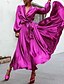 cheap Boho Dresses-Women&#039;s Swing Dress Maxi long Dress Purple Red Long Sleeve Solid Color Summer V Neck Elegant Casual 2021 S M L XL XXL 3XL