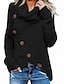 abordables Jerséis de Mujer-Mujer Pull-over Color sólido De Punto Botón Manga Larga Corte Ancho Cárdigans suéter Otoño Invierno Cuello Barco Azul Piscina Amarillo Rojo