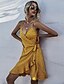 preiswerte Casual Kleider-Damen Minikleid Sommerkleid Wein Gelb Halbe Ärmel Bedruckt Blumen Bedruckt V-Ausschnitt Sommer Alltag mumu 2022 S M L XL