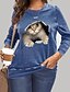 preiswerte Tops in Übergröße-Damen Übergröße Oberteile Graphic Katze Pullover Hoodie Sweatshirt Kapuze Langarm Bedruckt Kapuzenshirt Adrett Rundhalsausschnitt Baumwollmischung Täglich Wochenende Herbst Winter