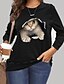 cheap Plus Size Tops-Women&#039;s Plus Size Tops Graphic Cat Pullover Sweatshirt Hoodie Sweatshirt Long Sleeve Print Hoodie Preppy Crew Neck Cotton Blend Daily Weekend Fall Winter