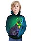 billige T-skjorter og skjorter til gutter-Barn Gutt Hettegenser og sweatshirt Langermet Grønn Katt Trykt mønster Katt Grafisk 3D Dyr Aktiv