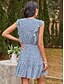 preiswerte Casual Kleider-Damen Sommerkleid Minikleid Blau Gelb Ärmellos Punkt Einfarbig Rüsche Druck Sommer V-Ausschnitt Freizeit Ausgehen 2021 S M L XL / Baumwolle / Baumwolle