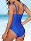 cheap One-Pieces-Women&#039;s Swimwear One Piece Swimsuit Color Block Blue Purple Swimwear Bathing Suits