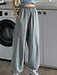 cheap Bottoms-Women&#039;s Simple Chino Drawstring Bloomers Slacks Full Length Pants Stretchy Casual Going out Plain High Waist Comfort Loose Blue White Black Gray S M L XL XXL