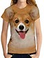 billige T-shirts-Dame 3D T skjorte Hund Grafisk 3D Trykt mønster Rund hals Grunnleggende Topper Hvit Gul Oransje