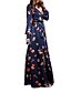 cheap Lace Dresses-Women&#039;s Chiffon Dress Maxi long Dress Royal Blue Long Sleeve Floral Split Print Spring V Neck Casual Linen S M L XL XXL 3XL