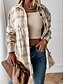 preiswerte Damen Jacken-Damen Jacke Freizeitjacke Shacket Täglich Mantel Standard Baumwollmischung Weiß Rosa Khaki Frühling &amp; Herbst Hemdkragen locker S M L XL XXL 3XL