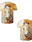 cheap Tank Tops-Men&#039;s T shirt 3D 3D Print Crew Neck Casual Daily Short Sleeve Rivet Mesh Tops Yellow / Summer