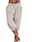 cheap Bottoms-Women&#039;s Chinos Trousers Linen Casual / Sporty Mid Waist Pocket Casual Ankle-Length Micro-elastic Plain Comfort White S / Loose / Boho