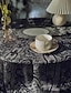 cheap Table Linens-Tablecloth Round Lace Table Cloth Wipe Clean Spring Tablecloth Farmhouse Outdoor Picnic Cloth Table Cover For Wedding,Dining,Easter