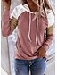 cheap Women&#039;s Hoodies &amp; Sweatshirts-Women&#039;s Plus Size Pullover Hoodie Sweatshirt Pullover Color Block Cute Casual Drawstring Black White Pink Daily Weekend Hooded Long Sleeve Fall &amp; Winter
