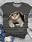 cheap Plus Size Collection-Women&#039;s Plus Size Tops Cat Graphic 3D T shirt Print Round Neck Short Sleeve Spring Summer Basic Big Size