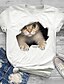 preiswerte Übergrößenkollektion-Damen Übergröße Oberteile Katze Grafik 3D T-Shirt Druck Rundhalsausschnitt Kurzarm Frühling Sommer Grundlegend Große Größe / Übergrössen / Übergrössen