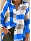 cheap Tops &amp; Blouses-Women&#039;s Blouse Shirt Green Blue Purple Patchwork Print Plaid Color Block Daily Long Sleeve Shirt Collar Basic Long Loose Fit S