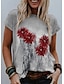 cheap T-Shirts-Women&#039;s T shirt Floral Theme Floral Graphic 3D Round Neck Print Basic Vintage Tops Gray / 3D Print