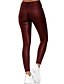 cheap Bottoms-Women&#039;s Skinny Normal PU Plain Black Wine Streetwear Mid Waist Full Length Party Casual Spring &amp;  Fall