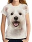 billige T-skjorte-Dame T skjorte Grafisk Hund 3D Ferie Helg Hvit Trykt mønster Kortermet Grunnleggende Rund hals Normal
