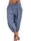cheap Bottoms-Women&#039;s Chinos Trousers Linen Casual / Sporty Mid Waist Pocket Casual Ankle-Length Micro-elastic Plain Comfort White S / Loose / Boho