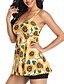 cheap Tankini-Women&#039;s Swimwear Bikini Tankini 2 Piece Plus Size Swimsuit Tropical Racerback Print Black Yellow Strap Padded Bathing Suits Lady Cute New / Tattoo / Padded Bras / Slim