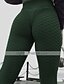 baratos Graphic Chic-Mulheres Esportes Ioga Básico Legging Franzido Cor Sólida Cintura Média Verde Branco Preto S M L / Magro