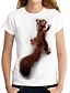 cheap Women&#039;s T-shirts-Women&#039;s T shirt Tee Graphic Animal 3D White Print Short Sleeve Daily Weekend Basic Round Neck Regular Fit