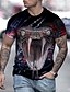 cheap Tank Tops-Men&#039;s Tee T shirt Tiger Monster 3D Print Round Neck Plus Size Party Daily Short Sleeve Print Tops Chic &amp; Modern Streetwear Comfortable Big and Tall Black Gold Red